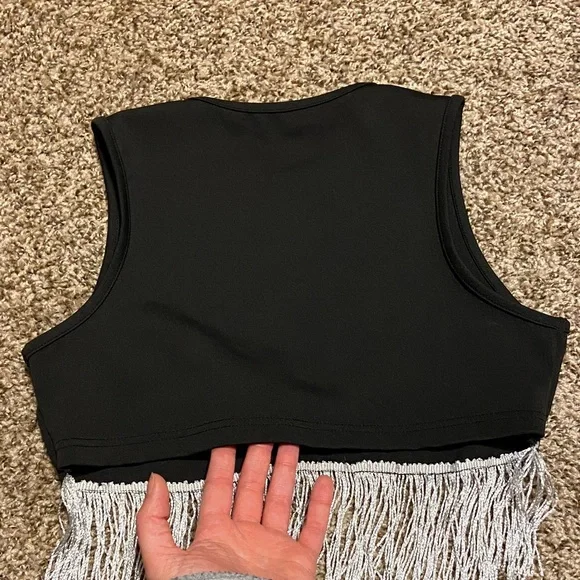 SHEIN (M) Black Tank Top with Silver Fringe - Picture 4 of 6